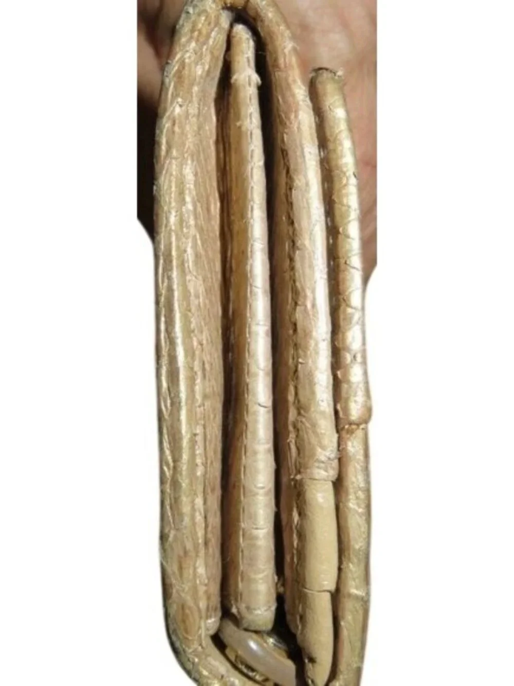 Jimmy Choo Gold Snakeskin Long Bifold Wallet Gold Tone Hardware
